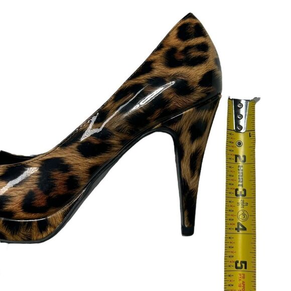 Worthington Leopard Print High Heels Closed Almond Toe Shiny Cheetah Print Pumps - Picture 12 of 12